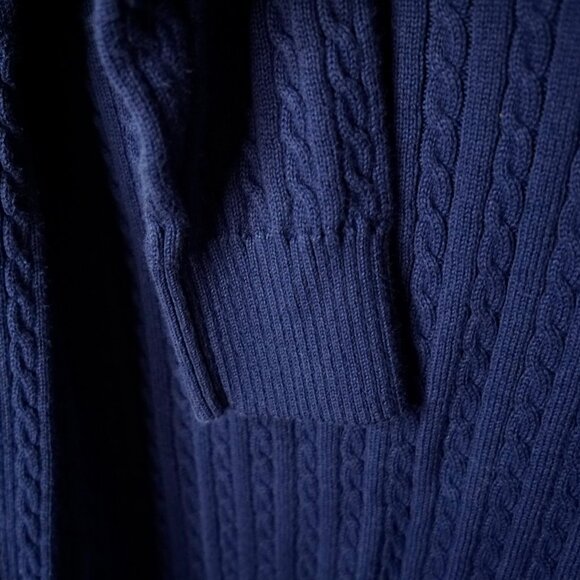 Polo Ralph Lauren Cable Knit Crew Neck Logo Sweater Navy - L Fits Like Size M - Picture 5 of 8